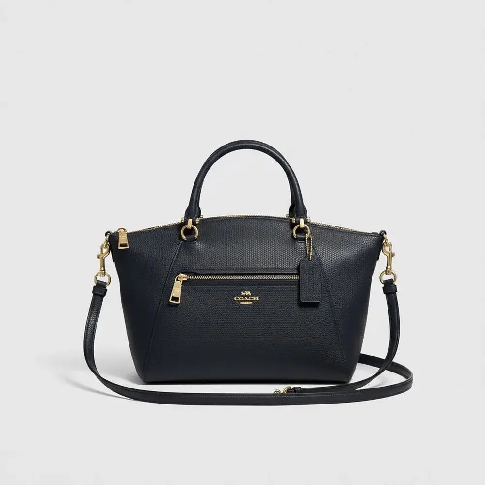 Coach navy leather small satchel
